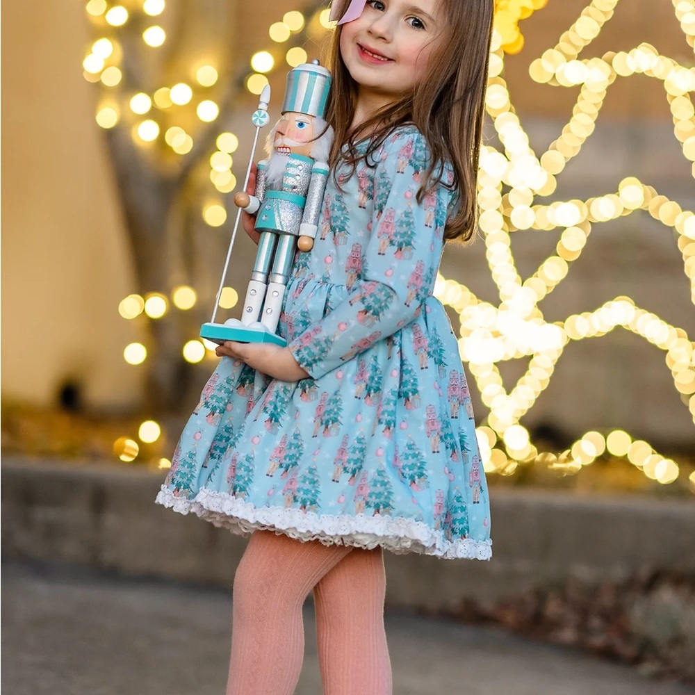 Be Girl- Blue Nutcracker Kids Dress with Lace Detail -Neve Christmas Dress
